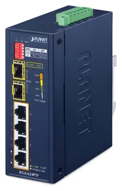 Planet IFGS-624PTF / Switch průmyslový / 4x 100Mb PoE / 2x 100Mb SFP / -40 až 75 °C / IP40 (IFGS-624PTF)