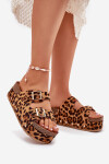 Dámské sandály s přezkami na masivní platformě leopard Odisene 40