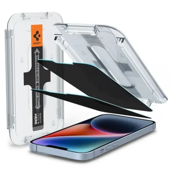 Spigen Glass tR EZ Fit Privacy ochranné sklo pro Apple iPhone 16e/14/13/13 Pro čirá 2ks