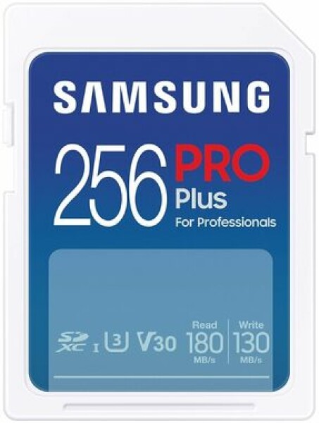 SAMSUNG SDXC PRO Plus 256GB / UHS-1 / Class 10 / U3 / Čtení: 180MBps / Zápis: 130MBps (MB-SD256S/EU)