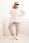 Dámská blůza Plus Size s bavlnou, kapsou a ohrnutým rukávem kiwi UNI