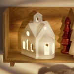 Räder Porcelánový svícen domeček Mountain Chapel, bílá barva, porcelán