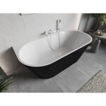 MEXEN/S - Oris volně stojící vana nástěnná reliéf 170 x 80, bílá/černá, sifon a přepad bílá 52871708075-20