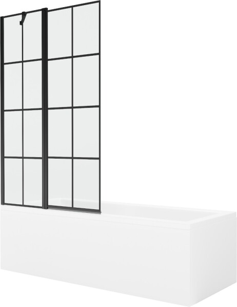 MEXEN/S - Cubik obdélníková vana 170 x 70 cm s panelem + vanová zástěna 100 cm, černá vzor 550317070X9410117077