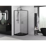 MEXEN/S - Exo čtvrtkruhový posuvný sprchový kout 90 x 90, transparent, černá 8132-090-090-70-00