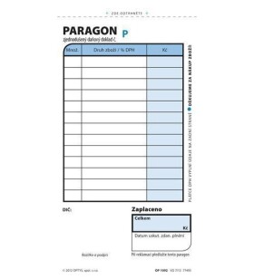 Paragon obchodní, 7,5 × 15 cm, 2 × 50 listů, číslovaný
