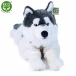 Plyšový pes husky s obojkem ležící 60 cm ECO-FRIENDLY