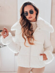 Dámská prošívaná krátká bunda s kožešinou bílá FashionStreet TY5070 XL