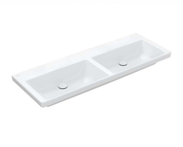 VILLEROY & BOCH - Subway 3.0 Dvojumyvadlo nábytkové 130x47 cm, bez přepadu, bez otvoru pro baterie, CeramicPlus, Stone White 4A71D3RW