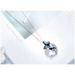 Stříbrný náhrdelník Swarovski Elements Crystal Butterfly - motýl, stříbro 925/1000, Modrá 40 cm + 5 cm (prodloužení)