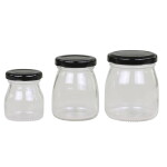 Chic Antique Set 3ks skleněná dóza s černým víčkem 6 x 8 5 x 7 4 x 6 cm