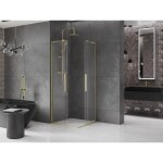 MEXEN/S - Velar L Duo sprchový kout, posuvné dveře 80 x 80, transparent, zlato kartáčovaná 871-080-080-02-03-55