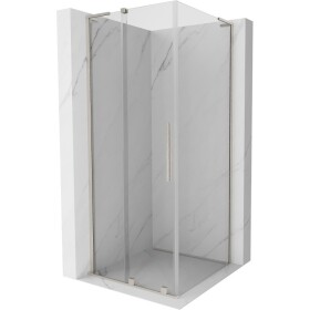 MEXEN/S - Velar L sprchový kout, posuvné dveře 120 x 120, transparent, nikl kartáčovaný 871-120-120-03-97