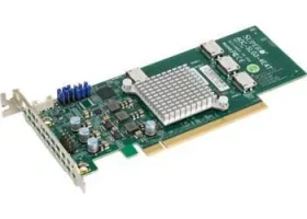 Supermicro AOC-SLG3-4E4T / Řadič / 4x NVMe Oculink SFF-8611 / PCIe x16 Gen3 / Low Profile (AOC-SLG3-4E4T-O)