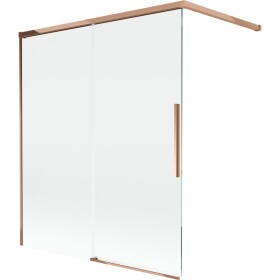 MEXEN/S - Rox vanová zástěna 2-křídlová posuvná 140 x 150, transparent, růžové zlato 8C9-140-003-60-00