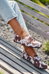 Loafersy Mokasyny Dámské Ploché V Látách Hnědo-Bílé Soreline 38