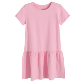 Jednobarevné šaty s krátkým rukávem -korálové - 98 CORAL