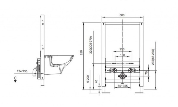 KLUDI - Unifix Předstěnová instalace pro bidet, výška 82 cm 79201