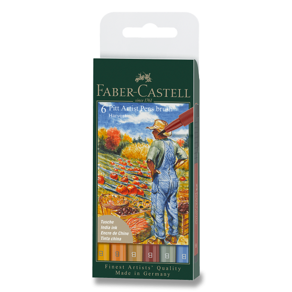 Popisovač Faber-Castell Pitt Artist Pen Brush Fall 6 ks, hrot B, podzimní odstíny