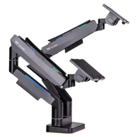 THERMALTAKE Dual RGB Gaming Monitor Arm šedá / stolní ramena pro monitory / 17-35" / nosnost 20kg / VESA 75 + 100 (GEA-MSR-DMSBLK-01)