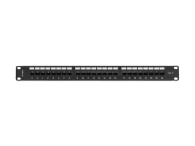Lanberg 24 port 1U / Patch panel / 19" / Cat.6 UTP / černý / s organizérem kabelů (PPU6-1124-B)