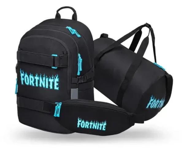 BAAGL SET 3 Skate Fortnite Blue / Školní set / batoh, sportovní taška, ledvinka / GRS