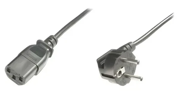 Digitus napájecí kabel Typ F - IEC C13 lomený černý / Napájecí kabel / 1,8 m / H05VV-F3G 0,75 mm2 (AK-440100-018-S)