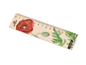 Dřevěné pravítko 15 cm - Vlčí mák