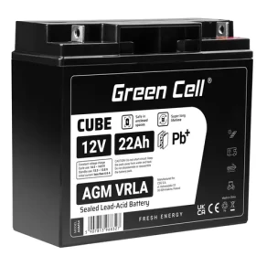 Green Cell bezúdržbová baterie AGM VRLA 12V 22Ah / pro lodě | invalidní vozíky | hračky a koloběžky (AGM54)