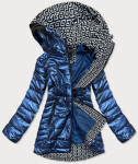 Světle modrá metalická dámská bunda kapucí (W717) odcienie niebieskiego