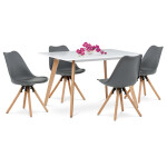 Jídelní židle, šedá plastová skořepina, sedák ekokůže, nohy masiv přírodní buk