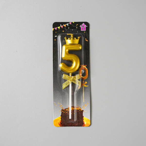Dortová svíčka s "korunkou" zlatá č.5