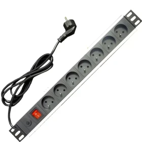 OEM 19" napájecí panel 7x230V / Napájecí panel / přepěťová ochrana / 16 A / 1,8 m / černá (9610)
