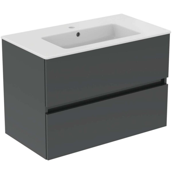 IDEAL STANDARD - Eurovit+ Skříňka s umyvadlem, 55x80x44 cm, 2 zásuvky, tmavě šedá R0574TI