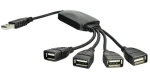 Akyga USB Hub černá / USB hub / 4 porty / USB 2.0 / kabel 15 cm (AK-AD-13)