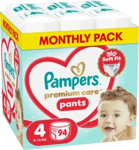 Pampers Premium Care Pants 9-15 kg (94 ks) / Plenkové kalhotky / Velikost 4 (9-15 kg)