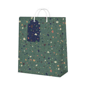 Dárková taška velká - Zelené terrazzo (26 × 12,7 × 32,4 cm) - Albi