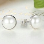 Stříbrné náušnice s říční perlou Marina, stříbro 925/1000, Bílá