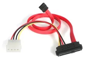 StarTech Kabel SAS 29-pin na SATA + LP4 červený / Kabel / SATA 15-pin / LP4 / 0,46 m (SAS729PW18)