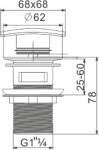 MEXEN - Zátka klik-klak s přepadem hranatá chrom 79926-00