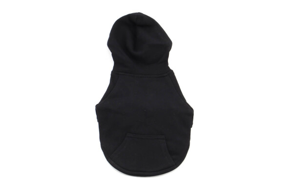 Bivo černá bavlněná mikina pro psa s kapucí Barva: Černá, Délka zad (cm): 21, Obvod hrudníku: 34 - 38 cm