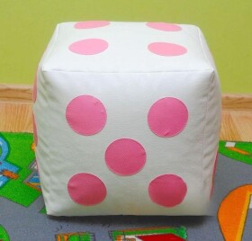 FRONTI Dětský taburet KOSTKA 50 cm - bílá + růžová