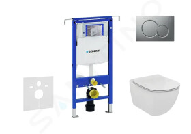 GEBERIT - Duofix Modul pro závěsné WC s tlačítkem Sigma01, matný chrom + Ideal Standard Tesi - WC a sedátko, Aquablade, SoftClose 111.355.00.5 NU3