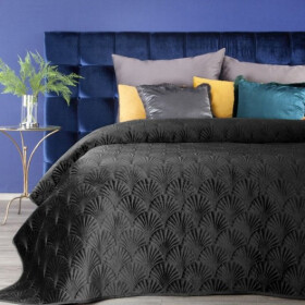 DumDekorace Luxusní černý sametový přehoz na manželskou postel Šířka: 170 cm | Délka: 210 cm