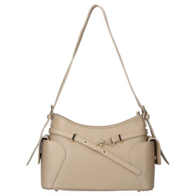 Extravagantní kožená kabelka na rameno Lina, tmavě béžová