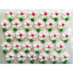 Cukrové květy bílé sčerveným středem na platíčku 30ks - Fagos
