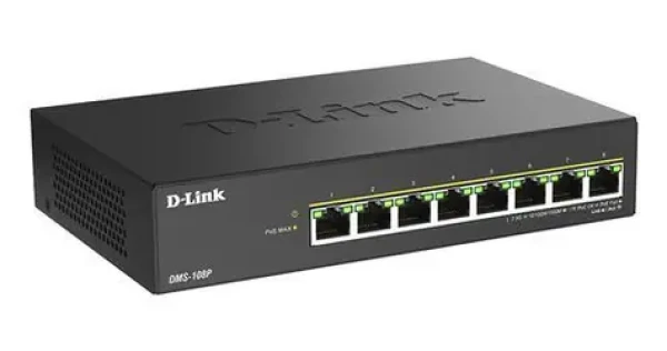 D-Link DMS-108P/E černá / Switch / 8x 2,5G / PoE+ / rozpočet 230 W (DMS-108P/E)