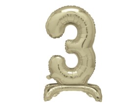 Balónek fóliový číslo 3 zlaté stojící 70 cm Balónek fóliový číslo 3 zlaté stojící 70 cm