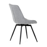 Židle jídelní, šedá látka, černý kov, otočný mechanismus 90°/90° (L/P) - funkce reset