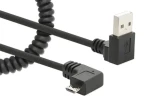 Manhattan USB-A - Micro-USB černá / Spirálový kabel / 1 m / zahnuté konektory (356237)